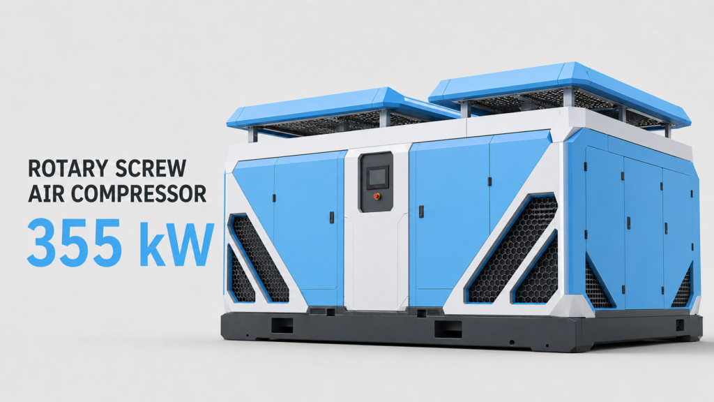 Máy nén khí trục vít biến tần nam châm vĩnh cửu làm mát dầu – làm mát gió công suất 355 kW