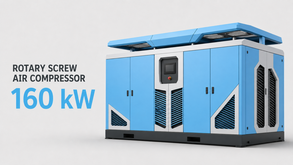 Máy nén khí trục vít biến tần nam châm vĩnh cửu làm mát dầu – làm mát gió công suất 160 kW