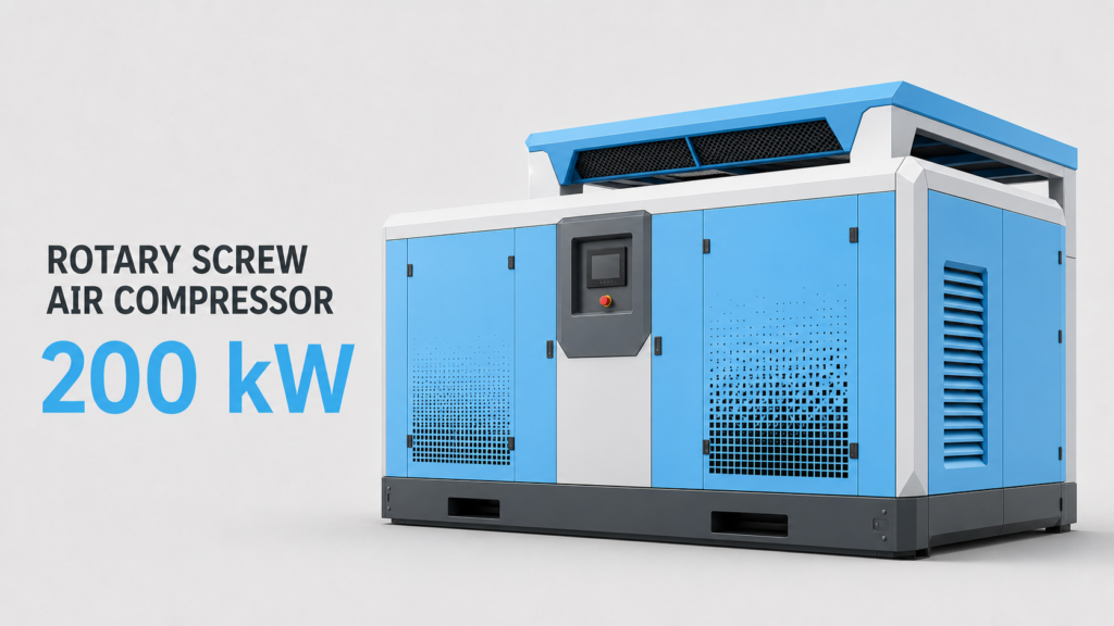Máy nén khí trục vít biến tần nam châm vĩnh cửu làm mát dầu – làm mát gió công suất 200 kW