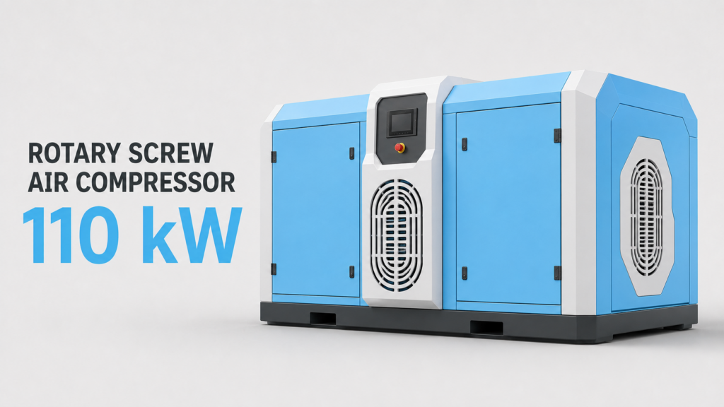 Máy nén khí trục vít biến tần nam châm vĩnh cửu làm mát dầu – làm mát gió công suất 110 kW